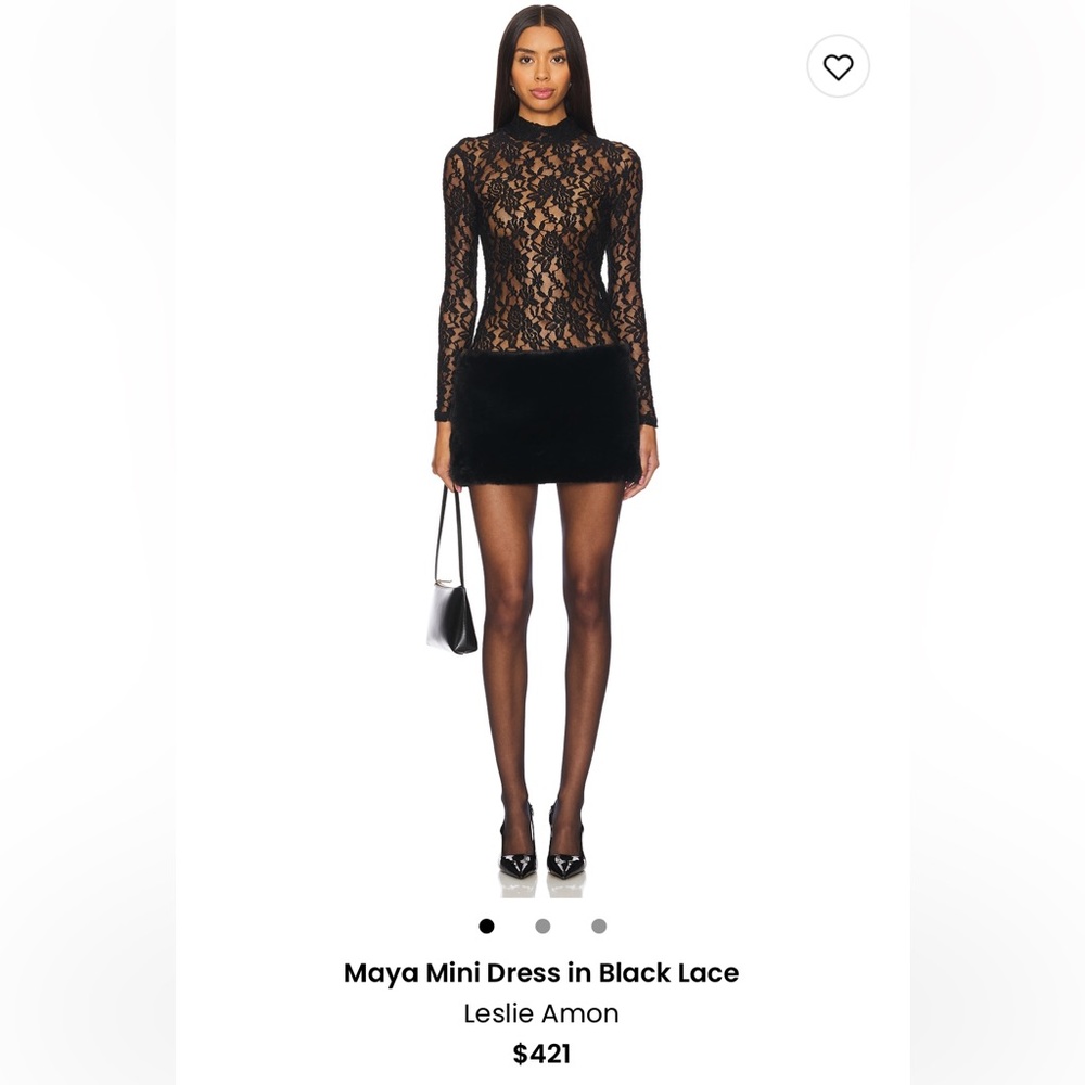 Leslie Amon Maya Mini Dress in Black Lace